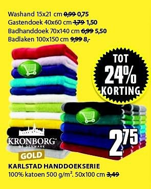 Aanbiedingen Karlstad handdoekserie - Kronborg - Geldig van 15/09/2014 tot 21/09/2014 bij Jysk