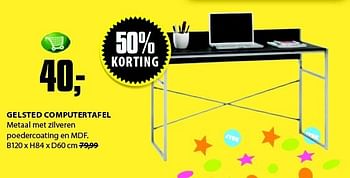 Aanbiedingen Gelsted computertafel - Huismerk - Jysk - Geldig van 15/09/2014 tot 21/09/2014 bij Jysk