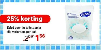 Aanbiedingen Edet vochtig toiletpapier - Edet - Geldig van 15/09/2014 tot 28/09/2014 bij Etos