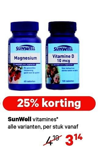 Aanbiedingen Sunwell vitamines - Sunwell - Geldig van 15/09/2014 tot 28/09/2014 bij Etos