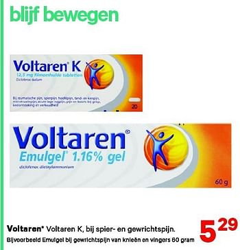 Aanbiedingen Voltaren voltaren k, bij spier- en gewrichtspijn - Voltaren - Geldig van 15/09/2014 tot 28/09/2014 bij Etos