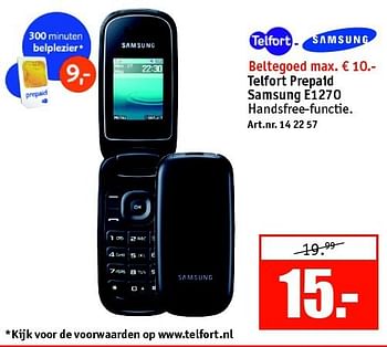 Aanbiedingen Telfort prepaid samsung e1270 - Samsung - Geldig van 15/09/2014 tot 28/09/2014 bij Kijkshop