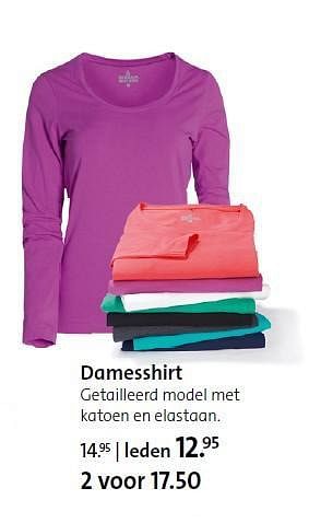 Aanbiedingen Damesshirt getailleerd model met katoen en elastaan - Huismerk - ANWB - Geldig van 15/09/2014 tot 28/09/2014 bij ANWB