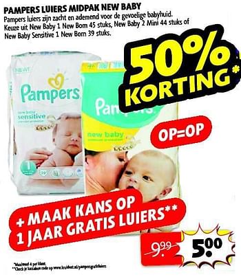 Aanbiedingen Pampers luiers midpak new baby - Pampers - Geldig van 16/09/2014 tot 21/09/2014 bij Kruidvat
