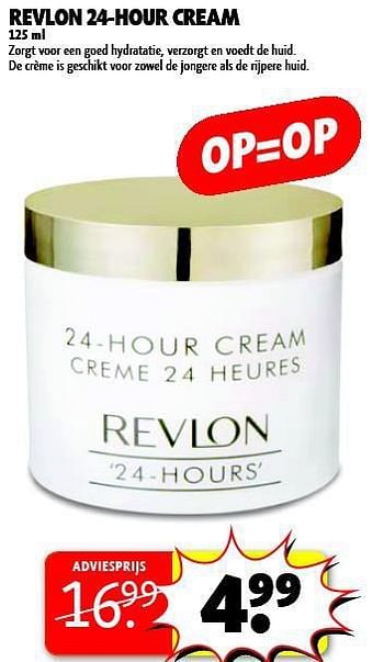 Aanbiedingen Revlon 24-hour cream - Revlon - Geldig van 16/09/2014 tot 21/09/2014 bij Kruidvat