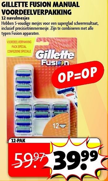 Aanbiedingen Gillette fusion manual voordeelverpakking - Gillette - Geldig van 16/09/2014 tot 21/09/2014 bij Kruidvat