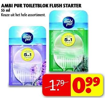 Aanbiedingen Ambi pur toiletblok flush starter - Ambi Pur - Geldig van 16/09/2014 tot 21/09/2014 bij Kruidvat