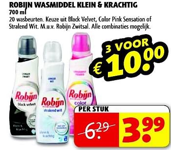 Aanbiedingen Robijn wasmiddel klein + krachtig - Robijn - Geldig van 16/09/2014 tot 21/09/2014 bij Kruidvat