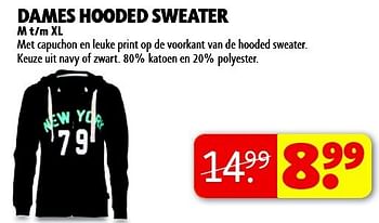 Aanbiedingen Dames hooded sweater - Huismerk - Kruidvat - Geldig van 16/09/2014 tot 21/09/2014 bij Kruidvat