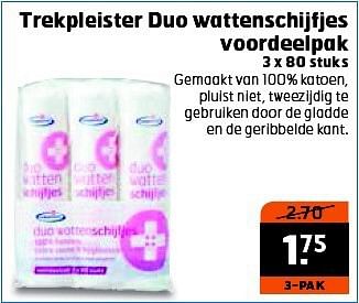 Aanbiedingen Trekpleister duo wattenschijfjes voordeelpak - Huismerk - Trekpleister - Geldig van 16/09/2014 tot 21/09/2014 bij Trekpleister
