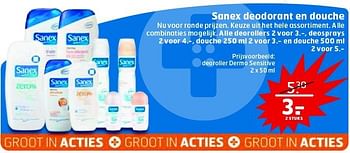 Aanbiedingen Sanex deodorant en douche - Sanex - Geldig van 16/09/2014 tot 21/09/2014 bij Trekpleister