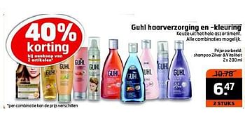 Aanbiedingen Shampoo zilver + vitaliteit - Guhl - Geldig van 16/09/2014 tot 21/09/2014 bij Trekpleister
