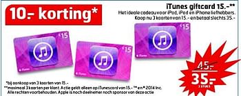 Aanbiedingen Itunes giftcard het ideale cadeau voor ipad - Apple - Geldig van 16/09/2014 tot 21/09/2014 bij Trekpleister