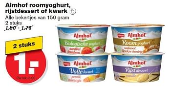 Aanbiedingen Almhof roomyoghurt, rijstdessert of kwark - Almhof - Geldig van 17/09/2014 tot 23/09/2014 bij Hoogvliet
