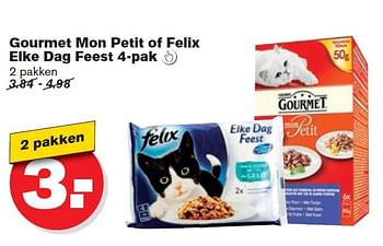 Aanbiedingen Gourmet mon petit of felix elke dag feest 4-pak - Felix - Geldig van 17/09/2014 tot 23/09/2014 bij Hoogvliet