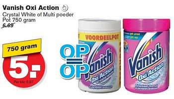 Aanbiedingen Vanish oxi action crystal white of multi poeder - Vanish - Geldig van 17/09/2014 tot 23/09/2014 bij Hoogvliet