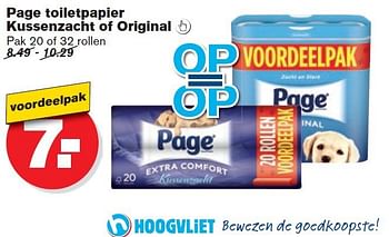 Aanbiedingen Page toiletpapier kussenzacht of original - Page - Geldig van 17/09/2014 tot 23/09/2014 bij Hoogvliet