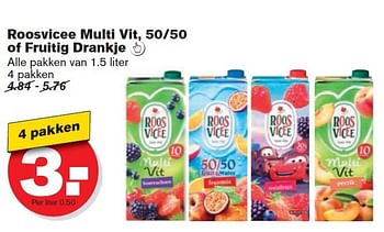 Aanbiedingen Roosvicee multi vit, 50-50 of fruitig drankje - Roosvicee - Geldig van 17/09/2014 tot 23/09/2014 bij Hoogvliet