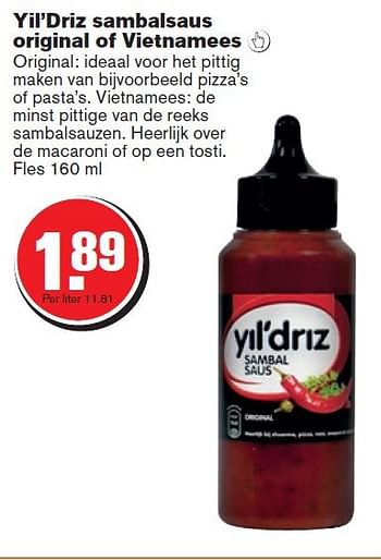 Aanbiedingen Yil`driz sambalsaus original of vietnamees - Yildriz - Geldig van 17/09/2014 tot 23/09/2014 bij Hoogvliet