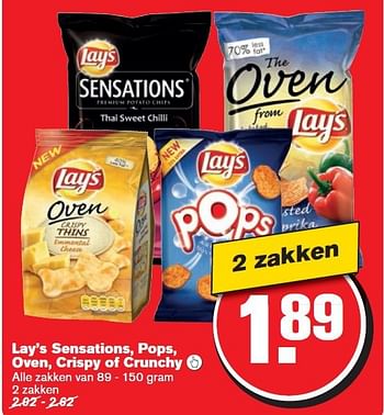 Aanbiedingen Lay`s sensations, pops, oven, crispy of crunchy - Lay's - Geldig van 17/09/2014 tot 23/09/2014 bij Hoogvliet