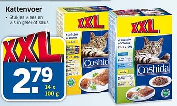 Aanbiedingen Kattenvoer • stukjes vlees en vis in gelei of saus - Coshida - Geldig van 18/09/2014 tot 21/09/2014 bij Lidl