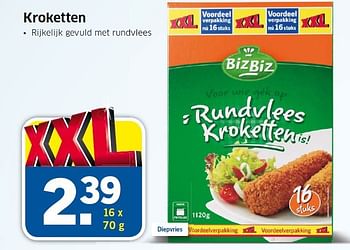 Aanbiedingen Kroketten • rijkelijk gevuld met rundvlees - BizBiz - Geldig van 18/09/2014 tot 21/09/2014 bij Lidl
