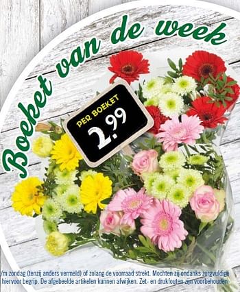 Aanbiedingen Boeket van de week - Huismerk - Lidl - Geldig van 18/09/2014 tot 21/09/2014 bij Lidl