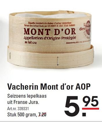 Aanbiedingen Vacherin mont d`or aop - Mont d'or - Geldig van 18/09/2014 tot 06/10/2014 bij Sligro