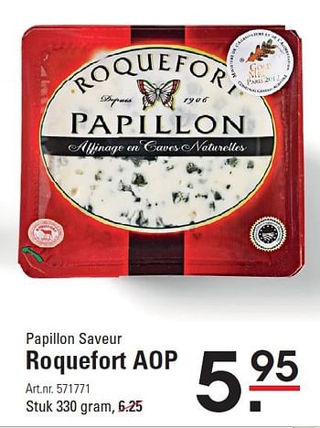 Aanbiedingen Roquefort aop - Pappilon Saveur - Geldig van 18/09/2014 tot 06/10/2014 bij Sligro