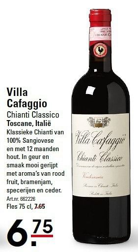 Aanbiedingen Villa cafaggio chianti classico toscane, italië - Rode wijnen - Geldig van 18/09/2014 tot 06/10/2014 bij Sligro