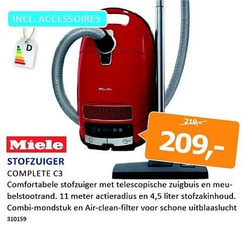 Aanbiedingen Miele stofzuiger complete c3 - Miele - Geldig van 19/09/2014 tot 05/10/2014 bij De Harense Smid