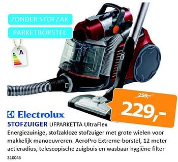 Aanbiedingen Electrolux stofzuiger ufparketta ultraflex - Electrolux - Geldig van 19/09/2014 tot 05/10/2014 bij De Harense Smid