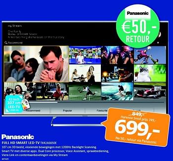 Aanbiedingen Panasonic full hd smart led-tv tx42as650e - Panasonic - Geldig van 19/09/2014 tot 05/10/2014 bij De Harense Smid