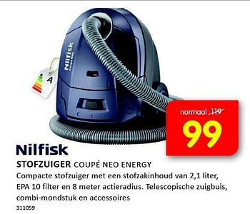 Aanbiedingen Nilfisk stofzuiger coupé neo energy - Nilfisk - Geldig van 19/09/2014 tot 05/10/2014 bij It's Electronics