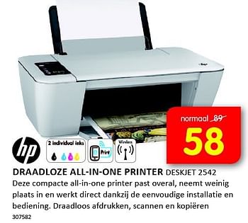 Aanbiedingen Hp draadloze all-in-one printer deskjet 2542 - HP - Geldig van 19/09/2014 tot 05/10/2014 bij It's Electronics