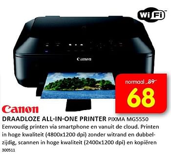 Aanbiedingen Canon draadloze all-in-one printer pixma mg5550 - Canon - Geldig van 19/09/2014 tot 05/10/2014 bij It's Electronics