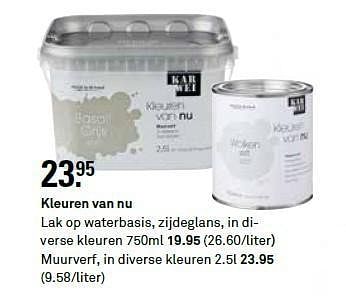 Aanbiedingen Kleuren van nu lak op waterbasis, zijdeglans - Huismerk Karwei - Geldig van 20/09/2014 tot 27/09/2014 bij Karwei