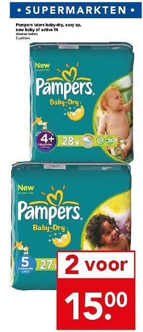 Aanbiedingen Pampers lulers baby-dry,easy up new baby of active fit - Pampers - Geldig van 21/09/2014 tot 27/09/2014 bij Deen Supermarkten