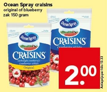 Aanbiedingen Ocean spray craisins - Ocean Spray - Geldig van 21/09/2014 tot 27/09/2014 bij Deen Supermarkten