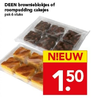 Aanbiedingen Deen brownlebiokjes of roompudding cakejes - Huismerk deen supermarkt - Geldig van 21/09/2014 tot 27/09/2014 bij Deen Supermarkten