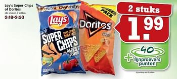 Aanbiedingen Lay`s super chips of doritos - Doritos - Geldig van 21/09/2014 tot 27/09/2014 bij Em-té