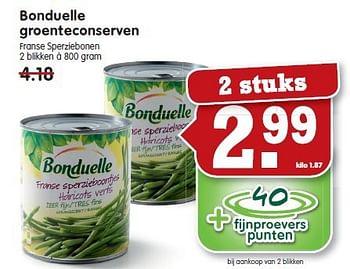 Aanbiedingen Bonduelle groenteconserven franse sperziebonen - Bonduelle - Geldig van 21/09/2014 tot 27/09/2014 bij Em-té