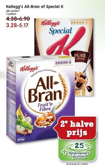 Aanbiedingen Kellogg`s all-bran of special k - Kellogg's - Geldig van 21/09/2014 tot 27/09/2014 bij Em-té