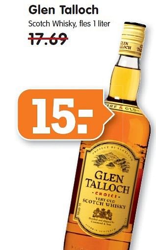 Aanbiedingen Glen talloch scotch whisky - Glen Talloch - Geldig van 21/09/2014 tot 27/09/2014 bij Em-té
