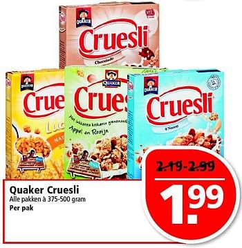 Aanbiedingen Quaker cruesli - Quaker - Geldig van 21/09/2014 tot 27/09/2014 bij Plus