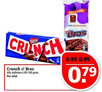 Aanbiedingen Crunch of bros - Bros - Geldig van 21/09/2014 tot 27/09/2014 bij Plus