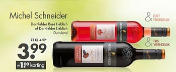 Aanbiedingen Michel schneider dornfelder rosé lieblich of dornfelder lieblich - Rode wijnen - Geldig van 21/09/2014 tot 04/10/2014 bij Mitra