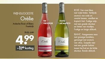 Aanbiedingen Orèlie ardeche rosé of blanc frankrijk - Rosé wijnen - Geldig van 21/09/2014 tot 04/10/2014 bij Mitra
