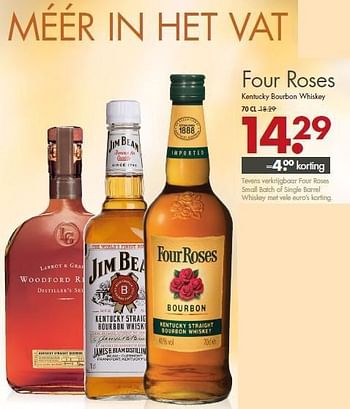 Aanbiedingen Four roses kentucky bourbon whiskey - Four Roses - Geldig van 21/09/2014 tot 04/10/2014 bij Mitra
