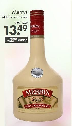 Aanbiedingen Merrys white chocolate liqueur - Merrys - Geldig van 21/09/2014 tot 04/10/2014 bij Mitra